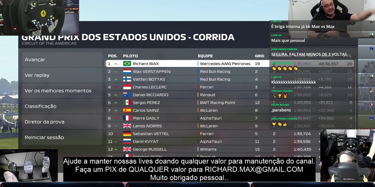 F1 2020 - Corrida - GP dos EUA